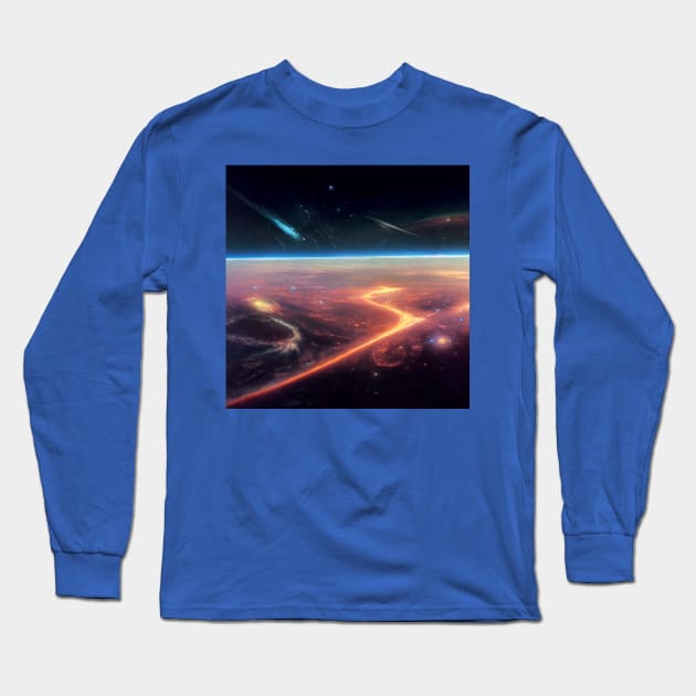 Interplanetary Spaceport Long Sleeve T-Shirt by Grassroots Green